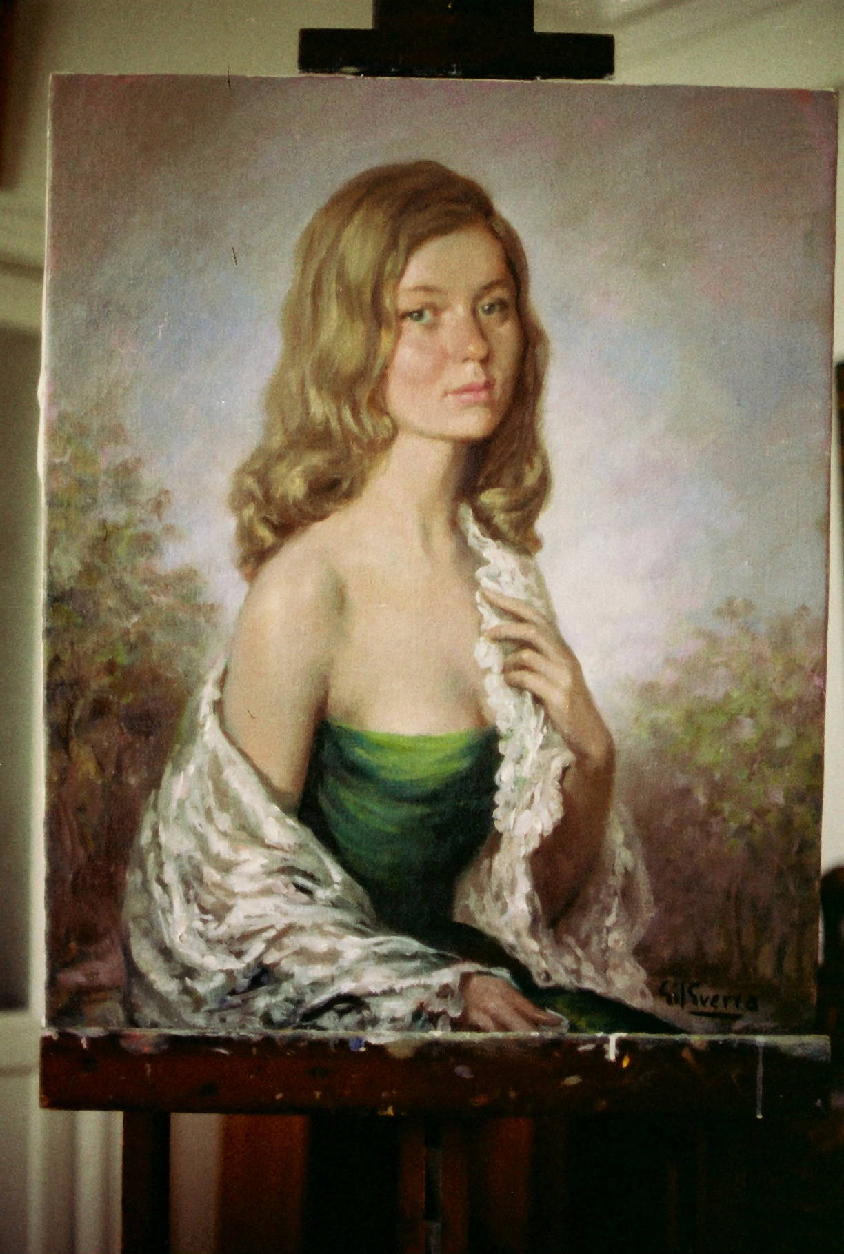 Retrato de dama con chal blanco